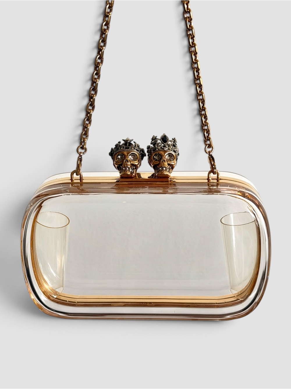 Rare Alexander McQueen Transparent Plexiglass King and Queen Clutch